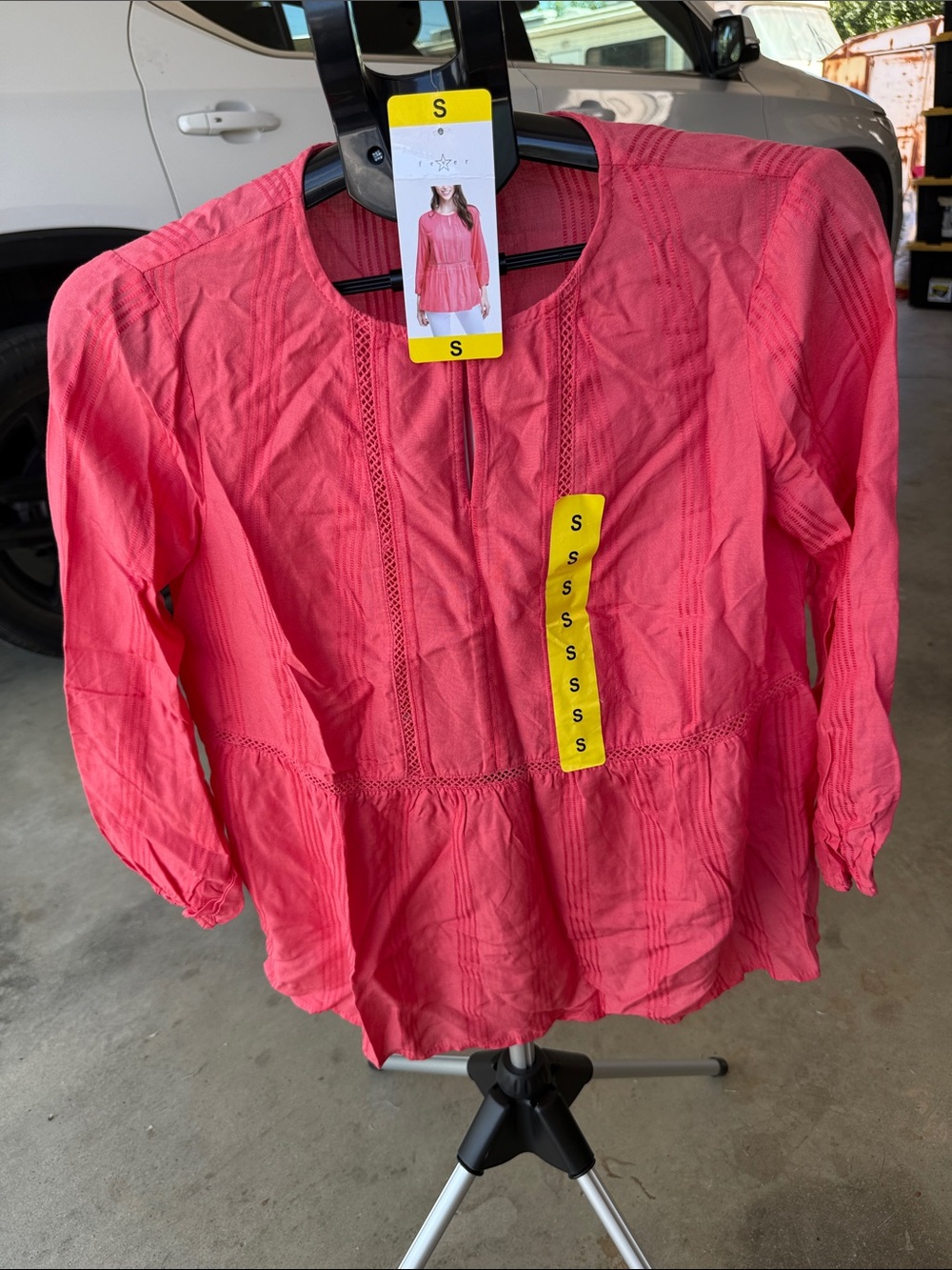 Fever Coral Pink Peasant Blouse